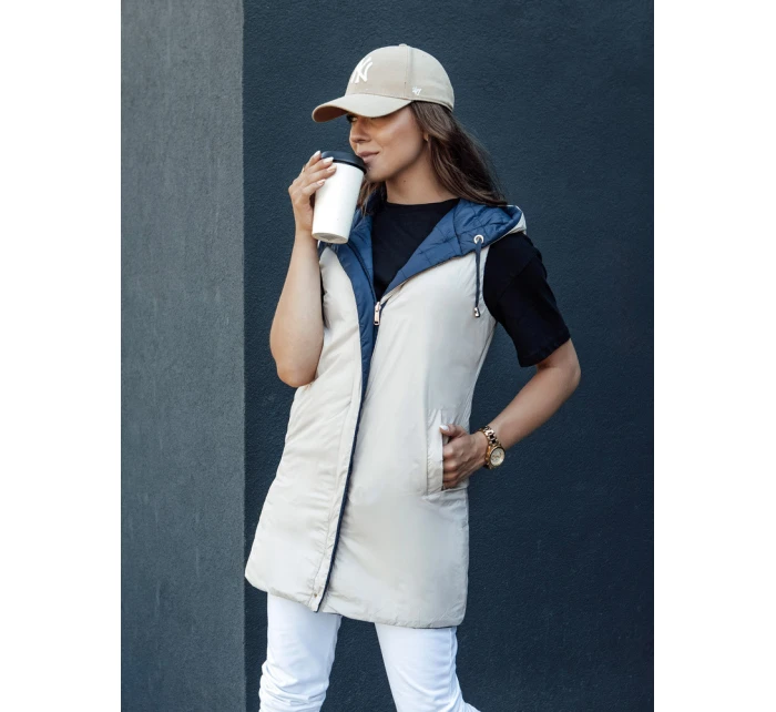 Dámská prošívaná vesta s kapucí MELANI navy blue FashionStreet TY4519