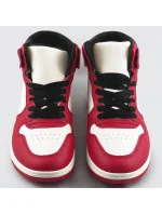 Červeno-bílé dámské tenisky sneakers nad kotníky (XA069)
