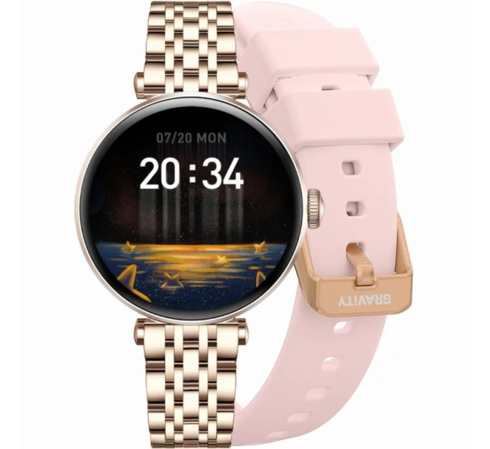 Chytré hodinky Gravity Pink Gold Silver Pink 2 Stripes GT26-4 Chytré hodinky Gravity Pink Gold Silver Pink 2 Stripes GT26-4