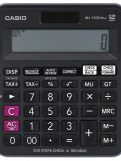 KANCELÁŘSKÁ KALKULAČKA CASIO MJ-120D PLUS ČERNÁ, 12MÍSTNÝ DISPLEJ