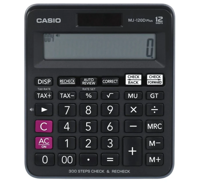 KANCELÁŘSKÁ KALKULAČKA CASIO MJ-120D PLUS ČERNÁ, 12MÍSTNÝ DISPLEJ