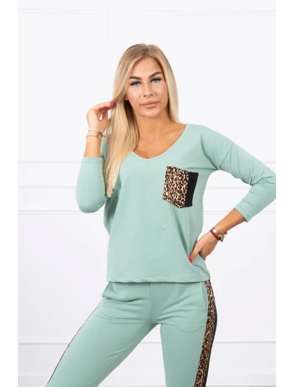 Tmavě mátová sada s leopardím potiskem Tmavě mátová sada s leopardím potiskem
