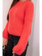 Svetr dámský z mohairu s bufáčovými rukávy malinová Svetr dámský z mohairu s bufáčovými rukávy malinová