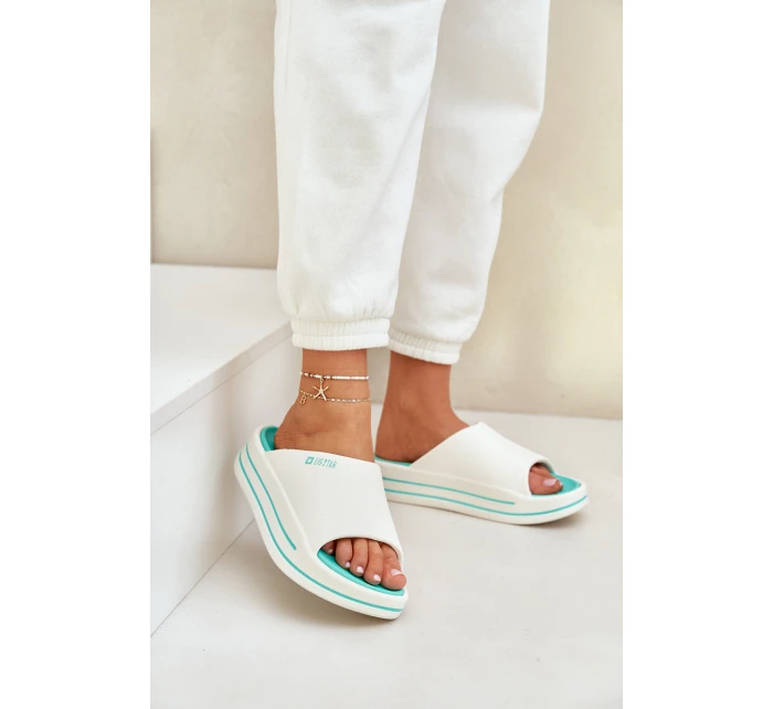 Dámské Pantofle Na Platformě Big Star NN274A038 Bílo-Mátové Dámské Pantofle Na Platformě Big Star NN274A038 Bílo-Mátové