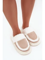 Dámské pantofle na tlusté podrážce s kožešinou Vinceza 19952 Béžové