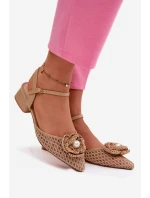Dámské sandály na klínku s ozdobným detailem tmavě béžové Vionessa
