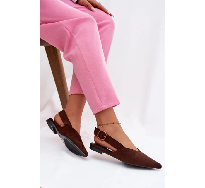 Baleríny se Zlatým Přezkou Eko Semišové Čokoládové model 21937572 - Boto