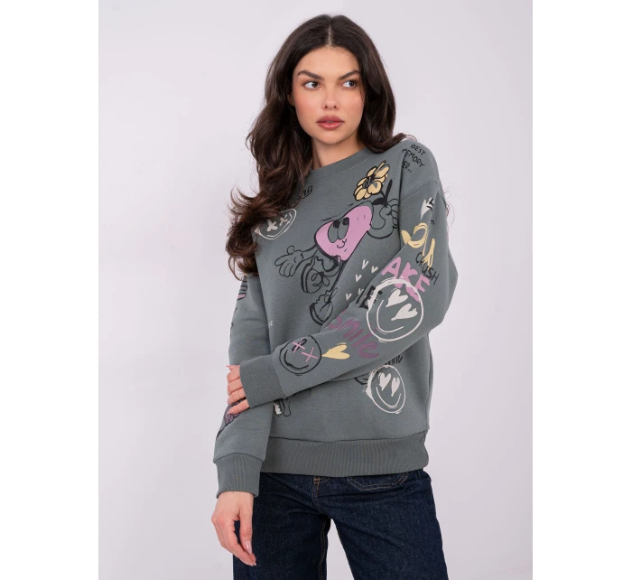 Mikina D10608BC02804A khaki barva Mikina D10608BC02804A khaki barva