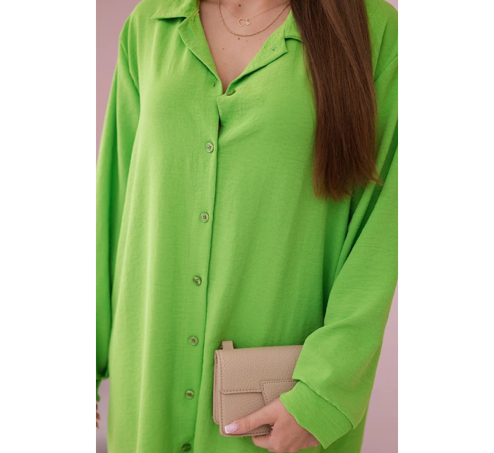 Dlouhá košile s viskózovou světle zelenou barvou