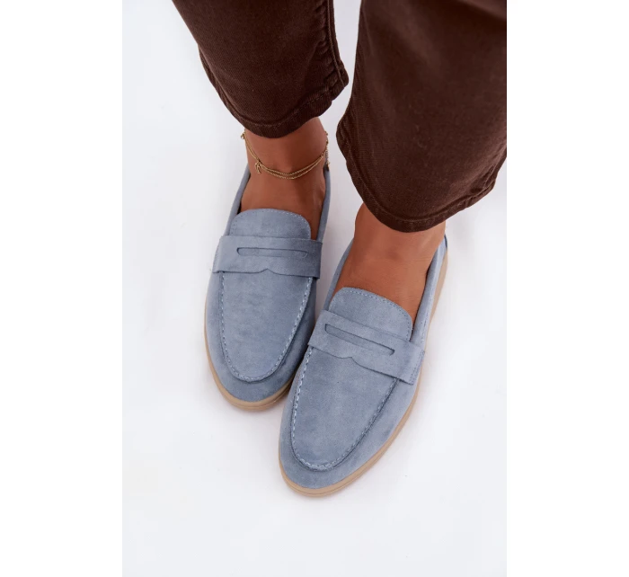 Dámské mokasíny z eko semiše – modré Renelia
