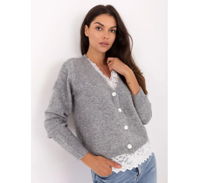 Dámský svetr PM SW F513.16 Šedý s ecru - FPrice