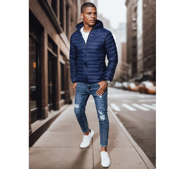 Pánská přechodná prošívaná tmavě modrá bunda FashionStreet TX4408 Pánská přechodná prošívaná tmavě modrá bunda FashionStreet TX4408