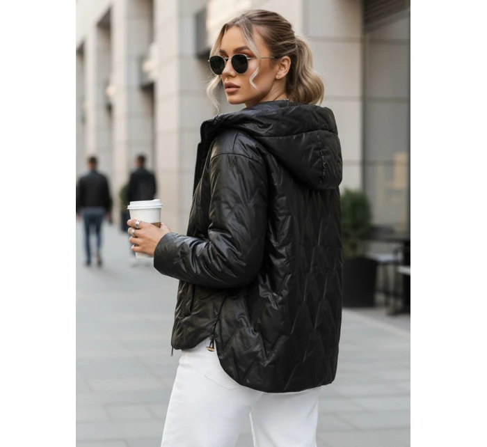 Dámská přechodná prošívaná bunda s kapucí černá model 21995976 - Dstreet Dámská přechodná prošívaná bunda s kapucí černá model 21995976 - Dstreet