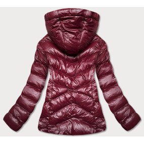 Krátká dámská zimní bunda ve višňové barvě (23066-7)