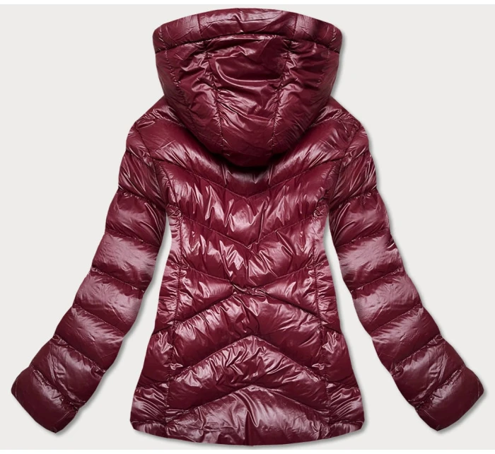 Krátká dámská zimní bunda v třešňové barvě (23066-7)