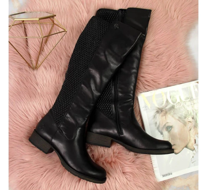 Kožené boty Rieker W Z9591-00 černá