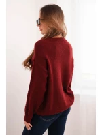 Dámský svetr s příměsí vlny a v vzoru bordový model 21774769 - K-Fashion Dámský svetr s příměsí vlny a v vzoru bordový model 21774769 - K-Fashion