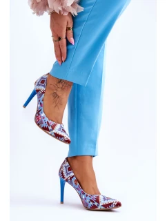 Módní kožené boty Lewski na vysokém podpatku model 21615964 Modrá červená - Boto