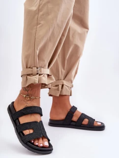 Dámské látkové sandály na zip černé model 21628607 - Boto