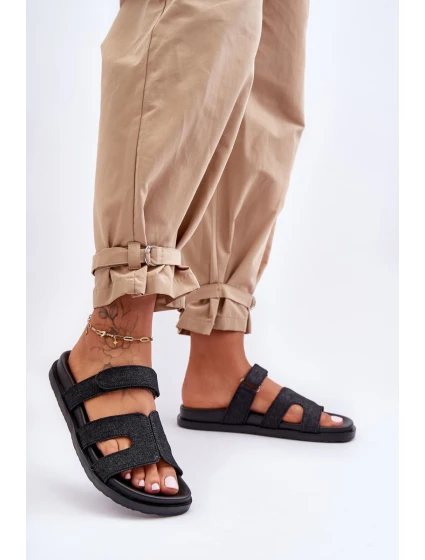 Dámské látkové sandály na zip černé model 21628607 - Boto Dámské látkové sandály na zip černé model 21628607 - Boto