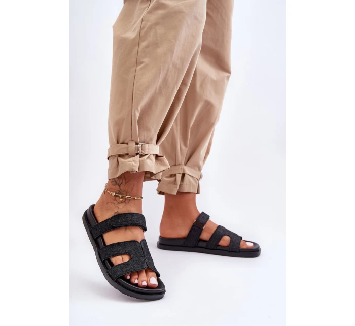 Dámské látkové sandály na zip černé model 21628607 - Boto Dámské látkové sandály na zip černé model 21628607 - Boto