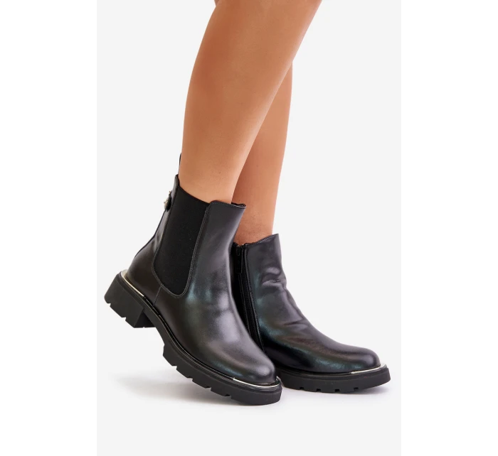 Kožené Boty Chelsea Na Zip GOE OO2N4147-E2 Černé