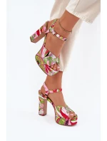 Vzory Sandály Na Podpatku A Platformě Růžovo-Zelené Slaria Vzory Sandály Na Podpatku A Platformě Růžovo-Zelené Slaria