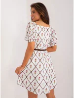 Sukienka LK SK model 19915425 biało brązowy - FPrice Sukienka LK SK model 19915425 biało brązowy - FPrice