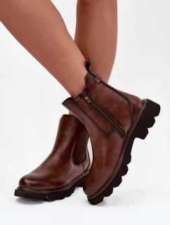 Dámské kotníkové boty – hnědé Rivelia, zateplené se zipem