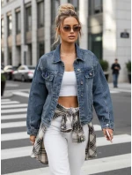 Dámská krátká džínová bunda klasického střihu modrá FashionStreet TY5632