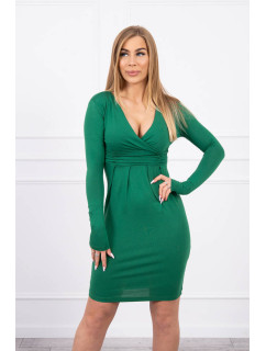 Přiléhavé šaty s výřezem pod prsy zelené barvy