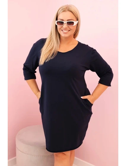 Dámská sukýnka Plus Size s bavlnou model 21259066 střihu a rukávem 3/4 modrá - K-Fashion