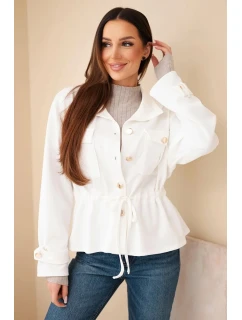 Dámská rozepínací mikina s model 21952011 a kapsami máslová ecru - K-Fashion