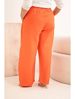 Dámské bavlněné kalhoty Plus Size s gumou v pase oranžové Dámské bavlněné kalhoty Plus Size s gumou v pase oranžové