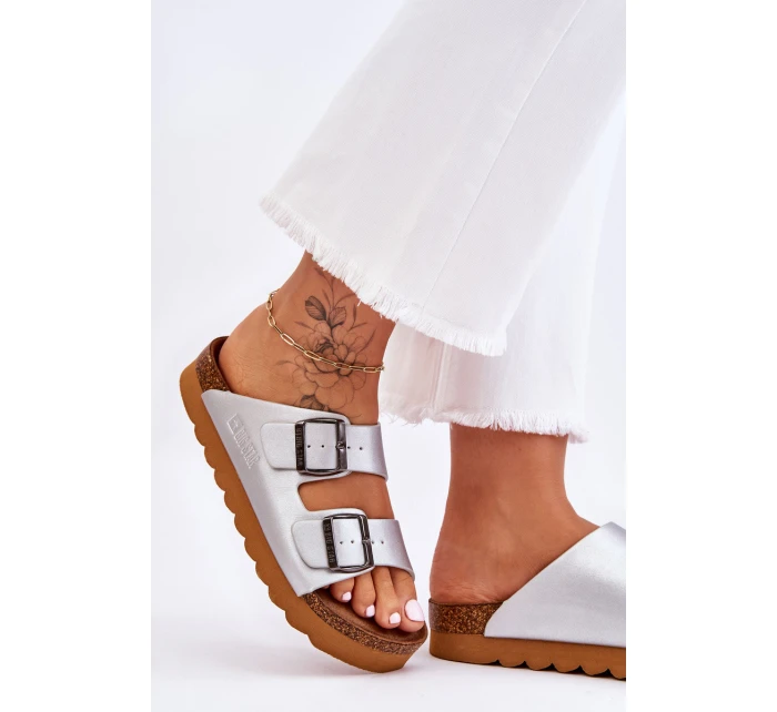 Klasické dámské pantofle Big Star LL274476 Stříbré