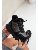 Kožené Sneakersy Kotníkové Dámské S Kožíškem Na Platformě Big Star model 21680223 Černé - Big Star Shoes Kožené Sneakersy Kotníkové Dámské S Kožíškem Na Platformě Big Star model 21680223 Černé - Big Star Shoes