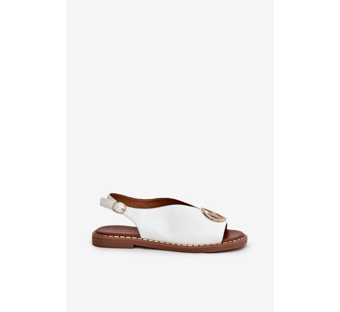 Plné Elegantní Sandály S Ozdobou Bílé model 21685749 - Boto