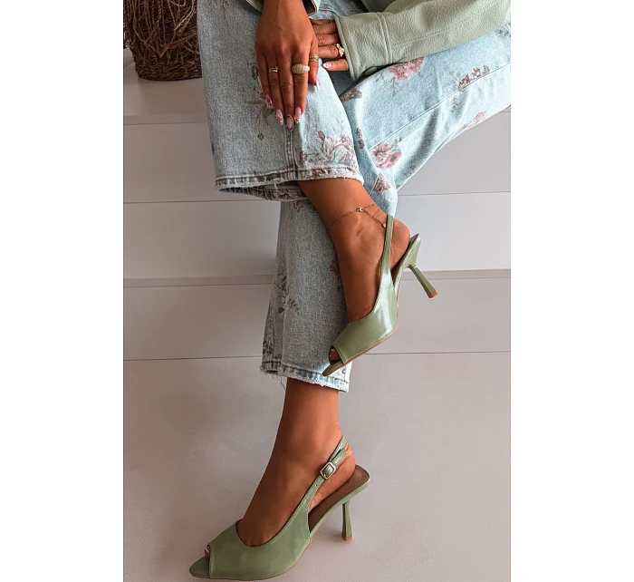 Dámské sandály na podpatku Zelené model 22091994 - Boto Dámské sandály na podpatku Zelené model 22091994 - Boto