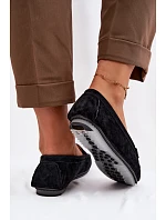 Dámské ploché mokasíny z přírodního semiše LR61-7029 Černé Dámské ploché mokasíny z přírodního semiše LR61-7029 Černé