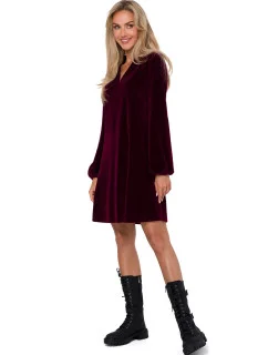 Dámské sametové šaty model 20823021 bordó - Moe