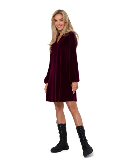 Dámské sametové šaty model 20823021 bordó - Moe