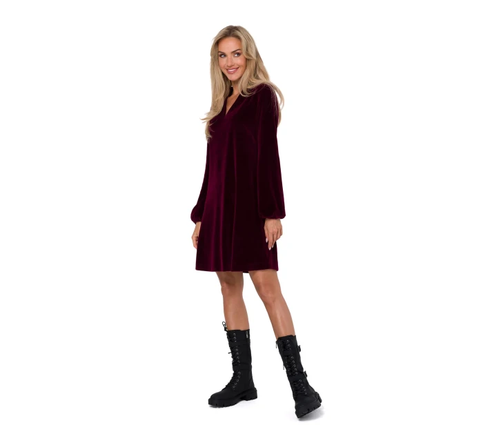 Dámské sametové šaty model 20823021 bordó - Moe