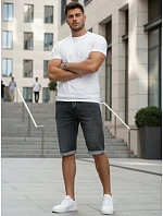 Pánské džínové šortky s lemem černé FashionStreet SX2619 Pánské džínové šortky s lemem černé FashionStreet SX2619