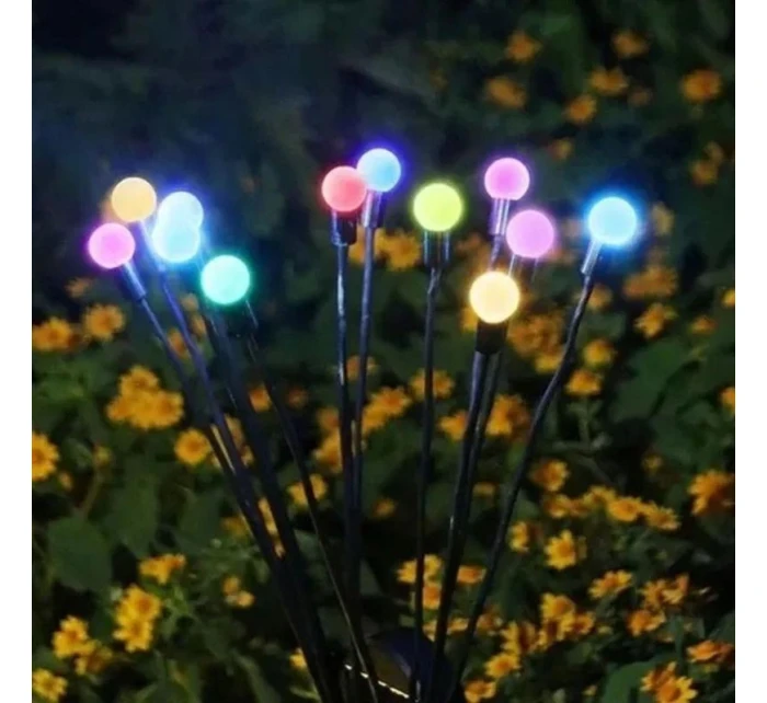 SOLÁRNÍ LAMPA TANČÍCÍ VE VĚTRU BAREVNÉ KOULE 6 LED 72CM