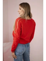 Dámská mikina s flitrovým nápisem červený