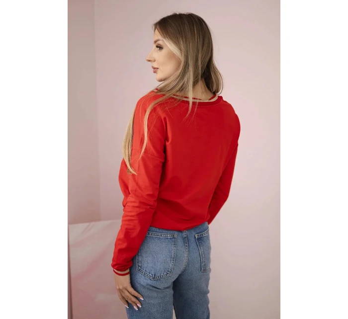 Dámská mikina s flitrovým nápisem červený