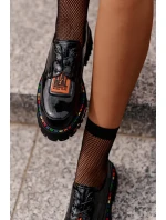 Lakované dámské polobotky na šněrování Artiker model 21672048 Černé - Boto