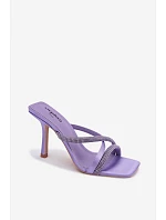 Dámské lodičky na podpatku s pásky a kamínky fialové model 22103236 - Boto Dámské lodičky na podpatku s pásky a kamínky fialové model 22103236 - Boto