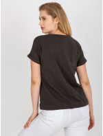 Bavlněné khaki tričko větší velikosti s potiskem
