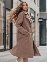 Dámský dlouhý kabát z ovčí kůže béžový Dstreet model 21995322 - FashionStreet